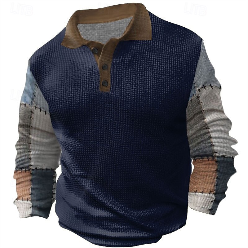 Férfi Kockás Golfing Hosszú ujj Pólóingek Galléros ingek Szüret Alkalmi Nyaralási viselet Ünnepi viselet Fesztivál viselet Gombok 3D nyomtatás Tavasz Ősz Tél Medence 2025 - $23.99 –P1