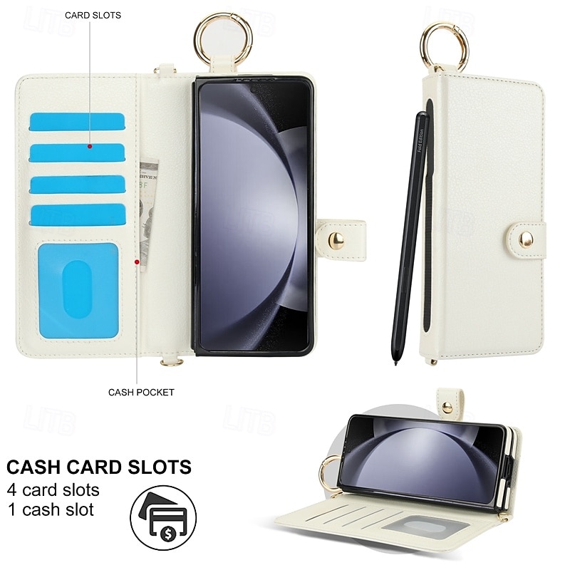 Phone Case For Samsung Galaxy Z Fold 7 Z Fold 6 Z Fold 5 Z Fold 4 Z Fold 3 Back Cover with Stand Holder with Wrist Strap Card Slot Retro TPU PU Leather 2025 - $35.99 –P3