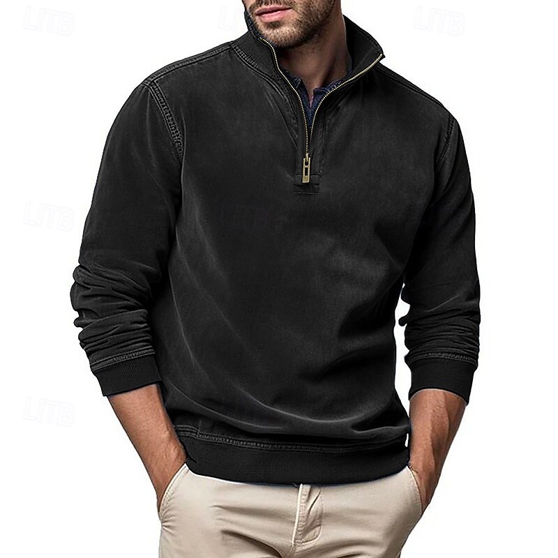 Men's Sweatshirt Quarter Zip Sweatshirt Black Army Green Royal Blue Brown Khaki Half Zip Plain Half Zip Sports & Outdoor Daily Holiday Polyester Streetwear Basic Casual Fall & Winter Clothing Apparel 2026 - $42.99 –P10