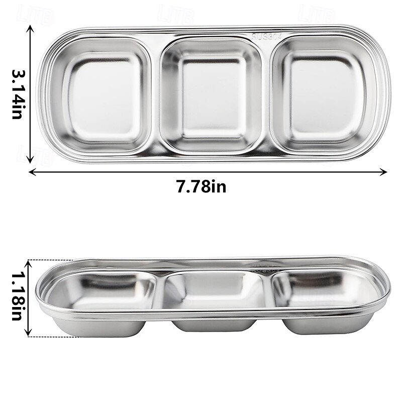 2/4pcs Stainless Steel Soy Sauce Dish Dipping Bowls 3 Grids Divided Sauce Dishes Side Dishes for Soy Sauce Ketchup Seasoning Sushi (3 Grid) 2025 - $11.49 –P7