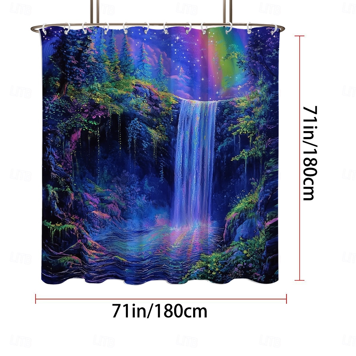 Shower Curtain with Hooks 180cm*180cm(70"*70") Polyester Washable Waterproof Forest Waterfall Pattern Bathroom Bathtub Decor 2025 - $19.99 –P7