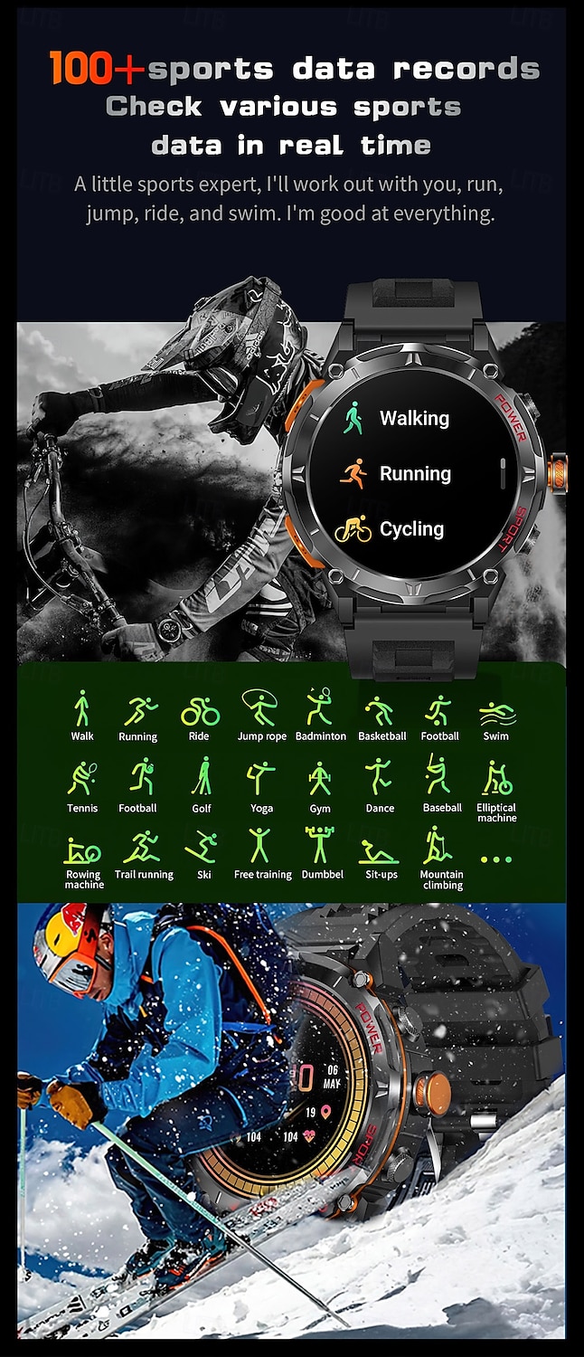 iMosi Y8 Slimme horloge 1.43 inch(es) Smart horloge Bluetooth Stappenteller Gespreksherinnering Activiteitentracker Compatibel met: Android iOS Heren GPS Lange stand-by Handsfree bellen IP 67 52 mm 2025 - $76.19 –P8