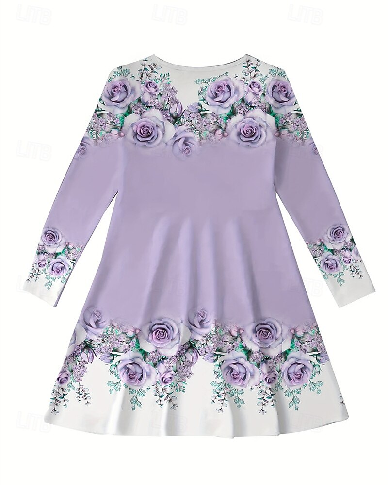 Easter Girls' 3D Floral Graphic Dress Long Sleeve Summer Spring Vacation Daily Holiday Princess Beautiful Sweet Kids 4-12 Years Casual Dress A Line Dress Knee-length Regular Fit 2026 - $16.99 –P3
