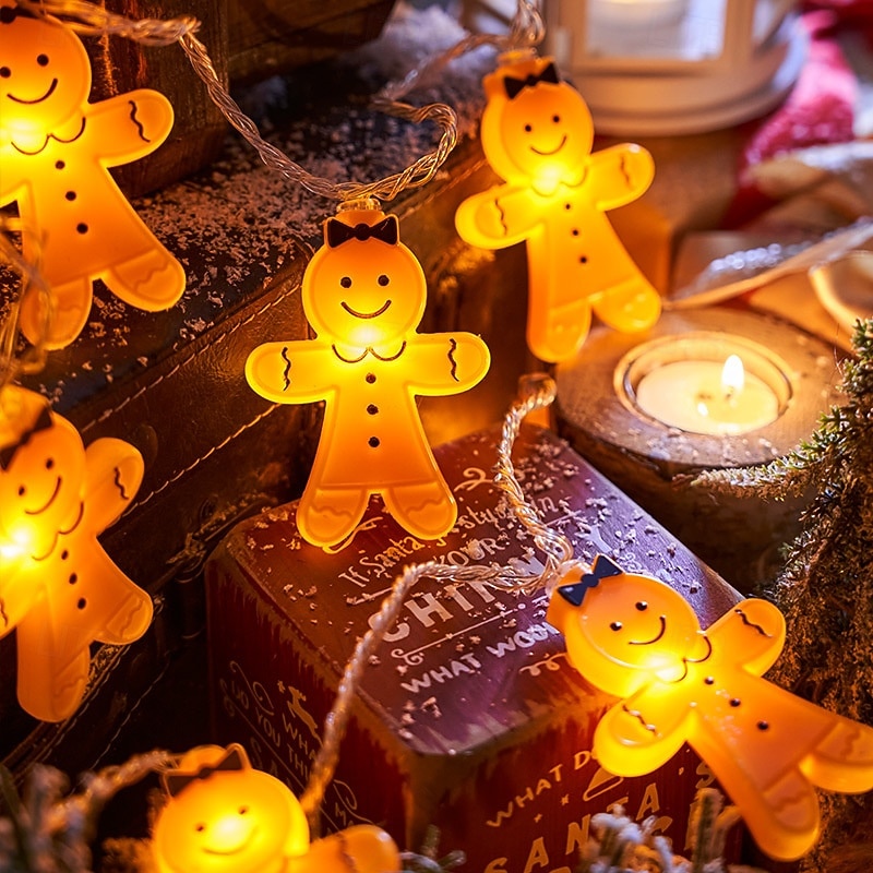 luci a forma di omino di pan di zenzero luci a forma di fata di Natale, luci a forma di lampadina per albero di Natale 1,5 m 10 led alimentati a batteria luci decorative per feste di Natale del 2025 a $12.99 –P1