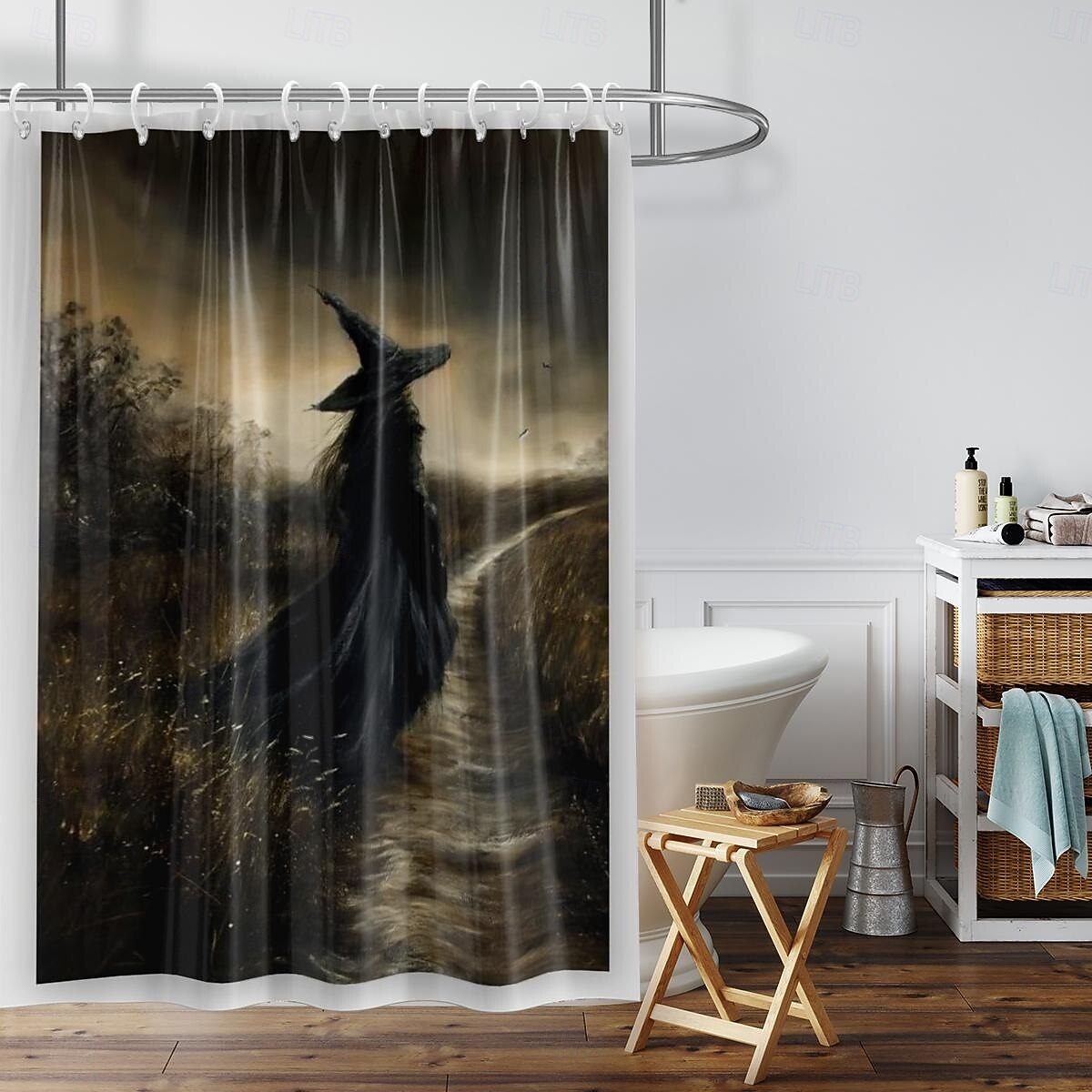 Halloween Flower Witch Shower Curtain Modern Machine Washable Waterproof Polyester Fabric Used for Bathroom Decoration Bathtub with 12 Hooks 2025 - $23.99 –P11