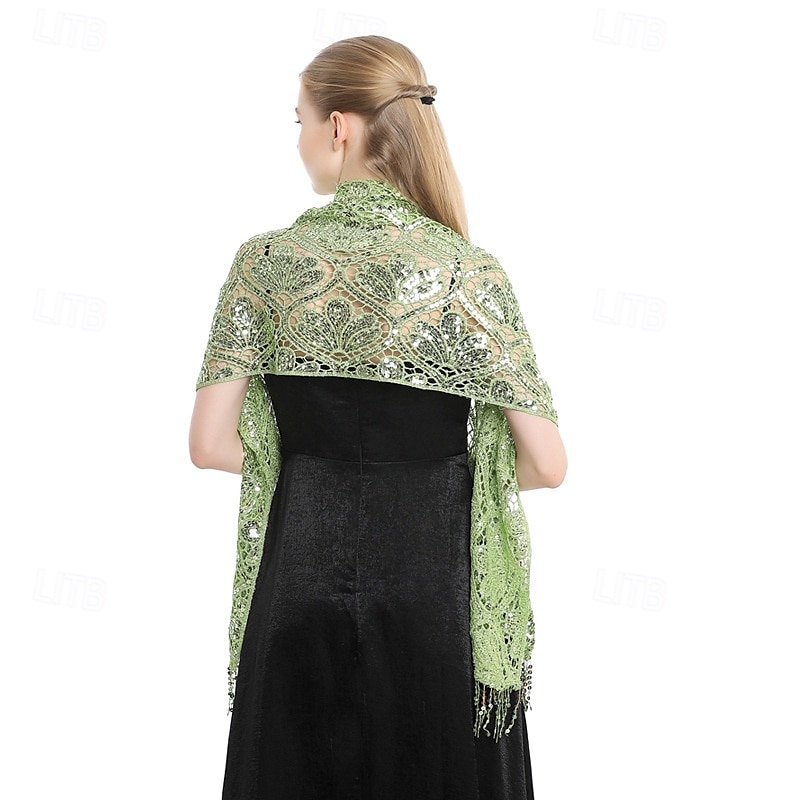 κομψή παγιέτα φούντα σάλι βραδινό φόρεμα cheongsam εξωτερικό σάλι νύφη παράνυμφος πούλιες σάλι 2025 - $22.99 –P12
