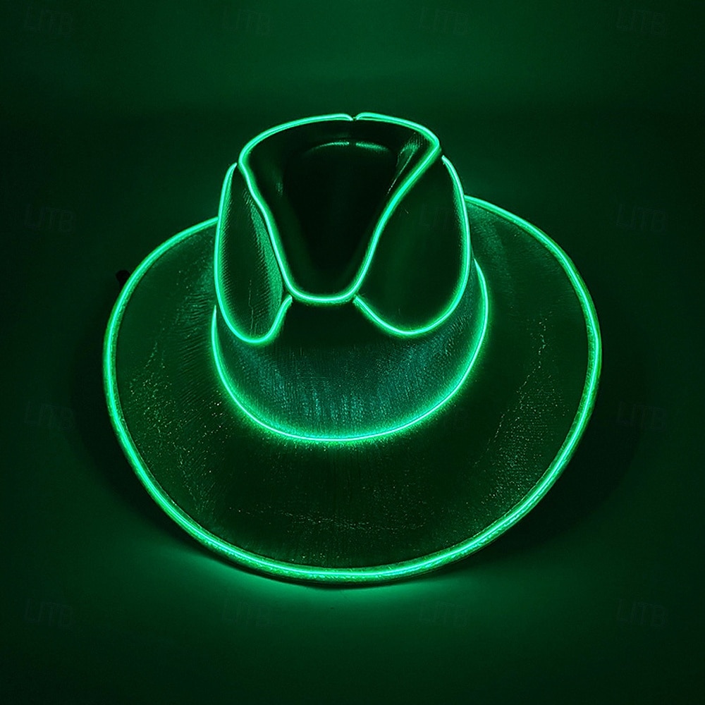 Cowgirl Hat Fedora Light Up Cowboy Hat Glowing Fedora Hat Glow In the Dark for Music Festivals Sparkly Glowing Cowboy Hat Versatile 2026 - $28.99 –P4