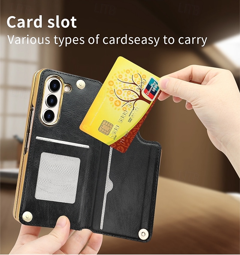 телефон Кейс для Назначение SSamsung Galaxy Z-сгиб 6 Z Fold 5 Z Fold 4 Кейс на заднюю панель со стендом и протектор экрана с ремешком на запястье Ретро ТПУ Кожа PU 2025 - $27.99 –P6
