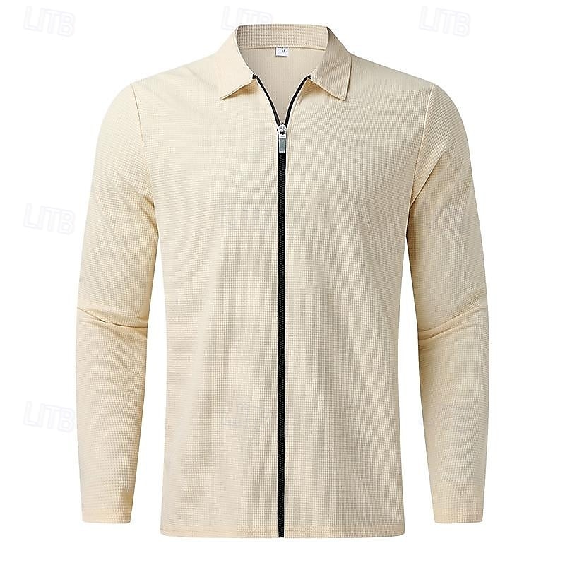 Homens jaqueta leve Jaqueta Waffle Jaqueta de Camisa Formal Casa Bolsos Primavera Outono Côr Sólida Ativo Neutra Colarinho de Camisa Padrão Tecido Waffle Branco Azul Cinzento Casaco de 2025 por $42.99 –P5