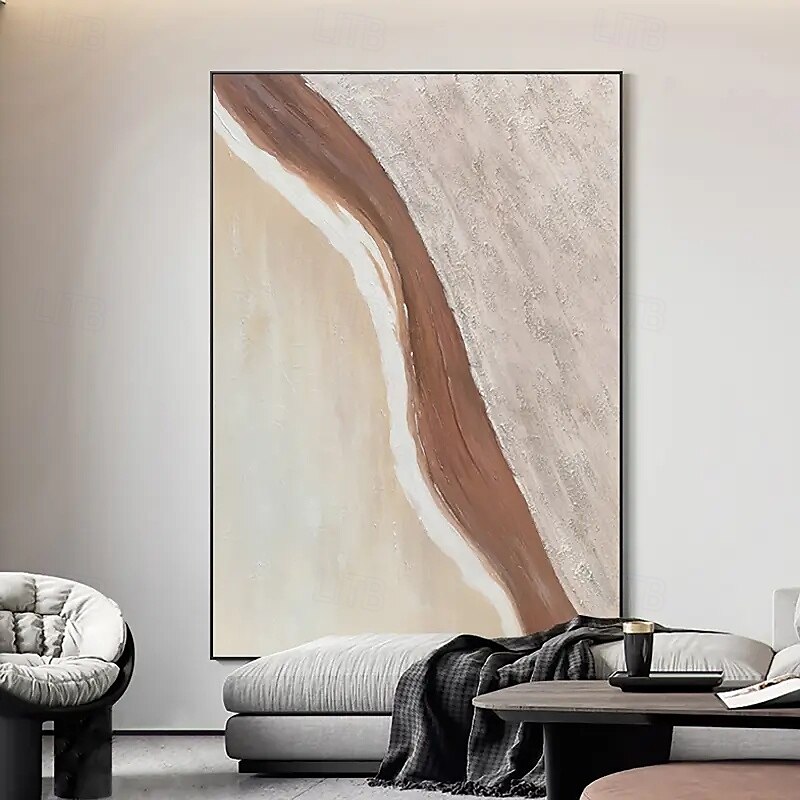 großes Gemälde handgemachtes abstraktes Ölgemälde handgemalt beige Gemälde handgemachtes Wabi Sabi Kunstwerk Ölgemälde handgemalt strukturiertes Ölgemälde beige Ölgemälde modernes Dekor 2025 - $125.99 –P5