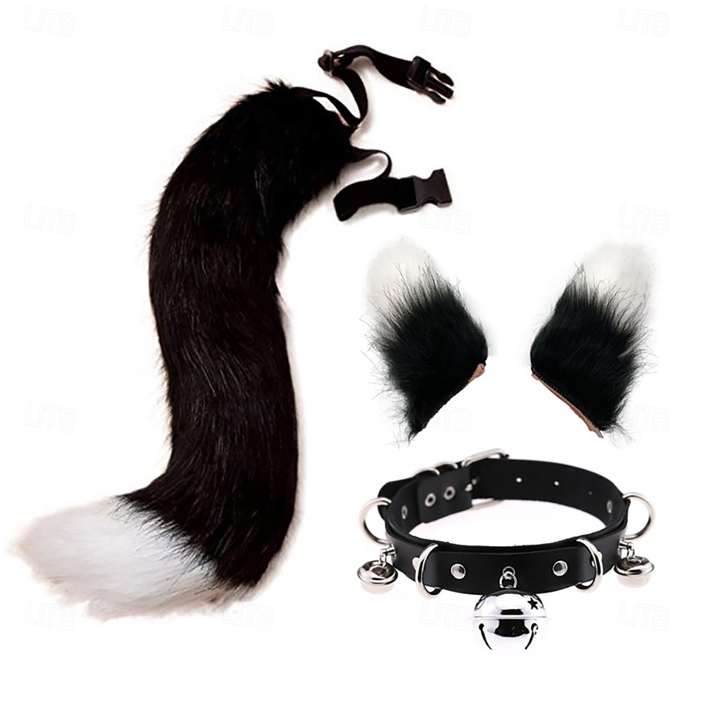 3 pinzas para el pelo de peluche con forma de orejas de gato y cola de lobo, pinzas para el pelo de piel sintética para adultos y niños, accesorios de carnaval 2026 - $27.99 –P3
