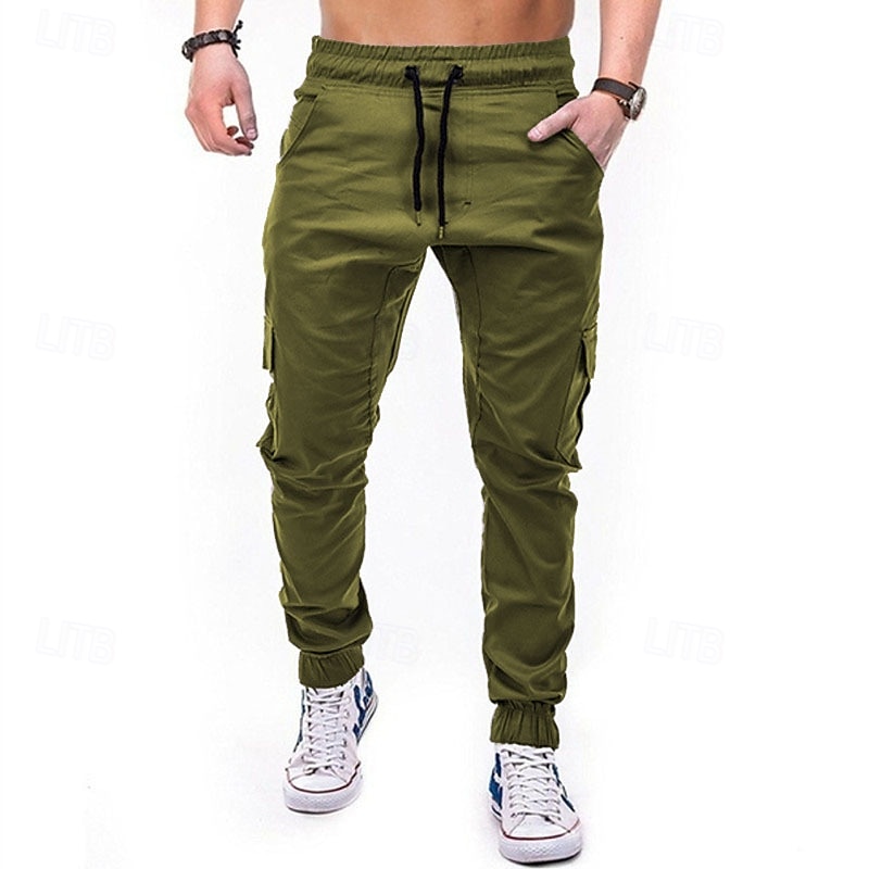 Pánské Kargo kalhoty Běžec Taktické kalhoty Kalhoty Šňůrky Elastický pas Multi kapsa Bez vzoru Nositelný Venkovní Denní Outdoor a turistika Módní Klasické Černá Armádní zelená Lehce elastické 2025 - $22.99 –P14