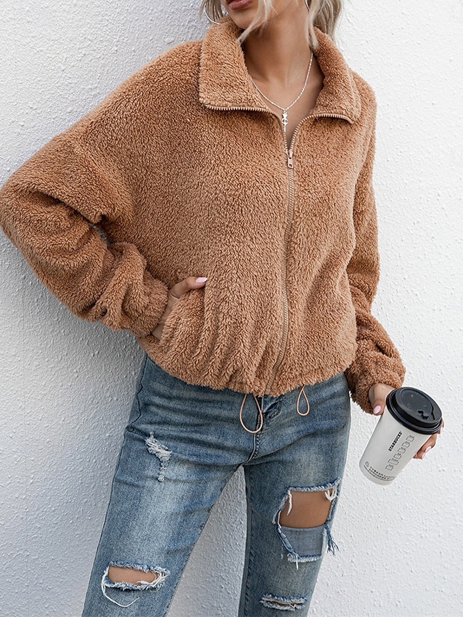 Femme Veste Polaire Manteau en peluche Chaud Respirable Zippé Poche Doublé en Polaire Décontractées Bloc de couleur Vacances Plein Air Usage quotidien Sortie fermeture Éclair Col rabattu Standard de 2025 ? $29.99 –P1
