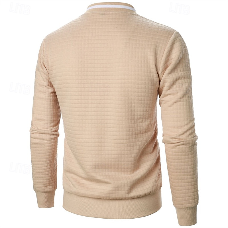 Men's Lightweight Jacket Waffle Jacket Summer Jacket Transition Jacket Vacation Daily Pocket Spring &  Fall Plain Fashion Classic Standing Collar Regular Black White Wine Navy Blue Khaki Jacket 2025 - $22.99 –P9