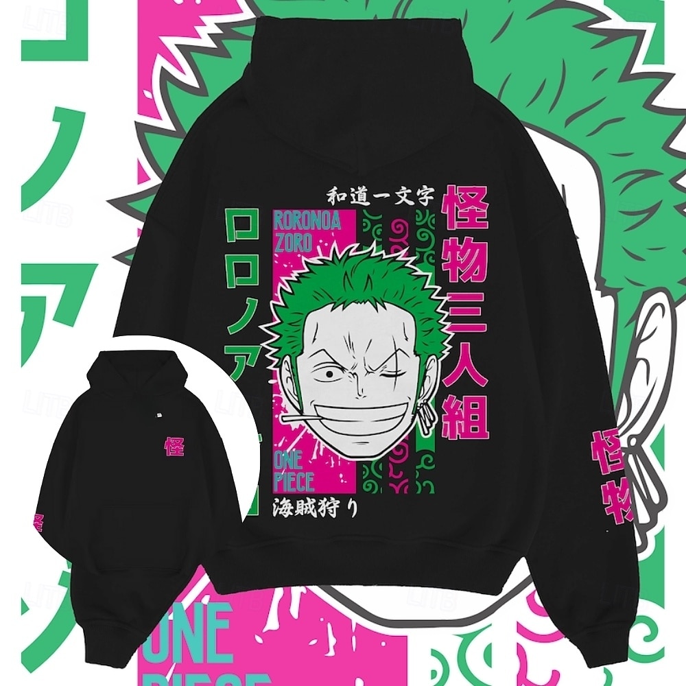 One Piece Roronoa Zoro Hattetrøje Pullover Trykt mønster Graphic Til Par Herre Dame Voksne Maskerade Varmstempling Fest Fritid / hverdag 2025 - $29.99 –P5