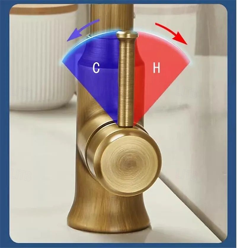 2026年 水栓 - シングルハンドルつの穴 電気メッキ プルアウト / プルダウン センターセット レトリ／ヴィンテージ Kitchen Taps  コレクション – $129.99 –P9