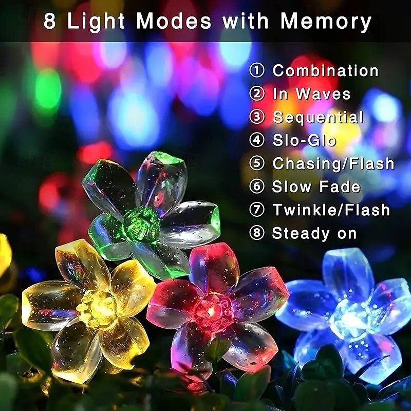 1pc Solar Flower String Lights, Cherry Tree Branch Light Outdoor 6.5M/21FT 30 LED Fairy Light IP65 Waterproof for Garden Fence Patio Yard Party Decor Christmas Halloween Decoration 2025 - $13.99 –P11