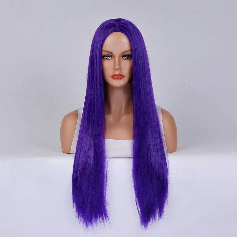 Parrucca del costume cosplay Liscio Parte di mezzo Parrucca Lungo Rosa chiaro Rosso bordeaux Oro pallido Oro latte giallo lino Capelli sintetici Per donna Biondo Rosa Rosso del 2025 a $14.99 –P11