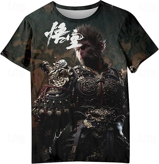 Czarny Mit: Wukong Król Małp Koszulkowy Anime 3D Graficzny Na Dla par Męskie Damskie Dla dorosłych Bal maskowy Druk 3D Codzienne 2025 - $17.99 –P7