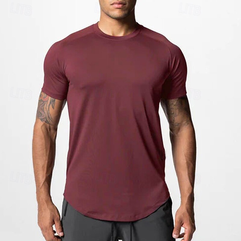 Муж. Футболка для бега Спортивная рубашка С короткими рукавами Футболка Футболка Повседневные Одежда для спорта и отдыха Однотонный Быстровысыхающий Мягкий Дышащий 2026 - $16.49 –P18
