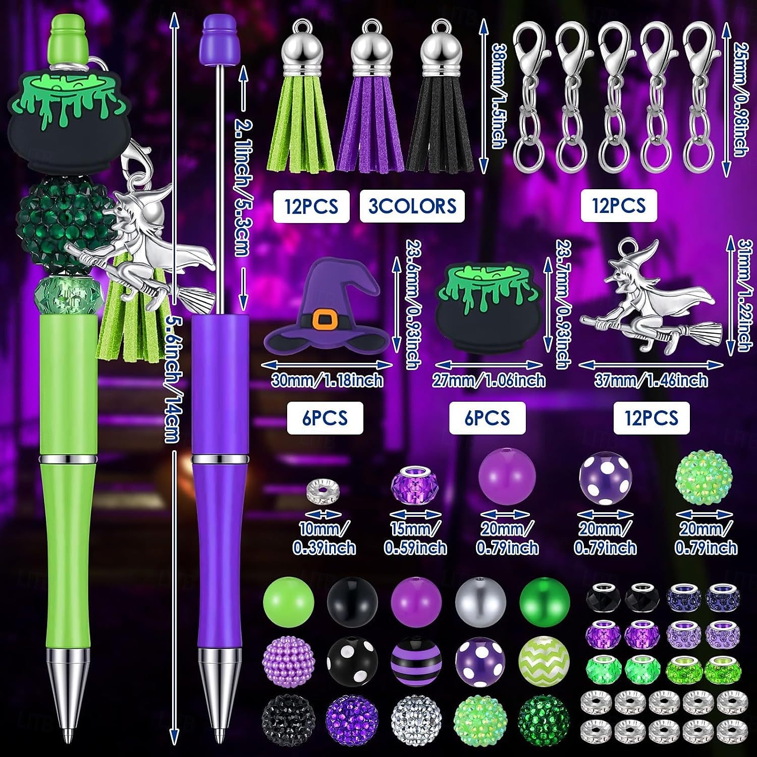 conjunto de caneta esferográfica com contas para presente de formatura de professor aluno, festa de halloween com fechos de lagosta de 2025 por $36.99 –P2