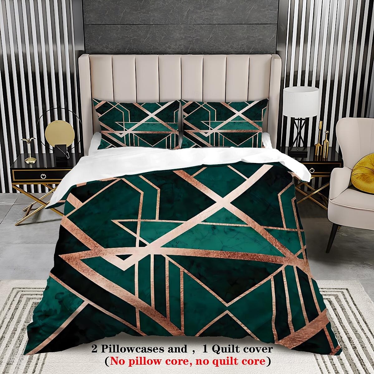 Luxury Geometric Color Block Abstract Bee 3-Piece Duvet Cover Sets Bedding Set - Elegant and Modern Design - Includes Duvet Cover and Pillowcases - Soft and High-Quality Fabric - Perfect for a Chic and Stylish Bedroom Look - Easy to Clean and Maintain 2025 - $30.99 –P5