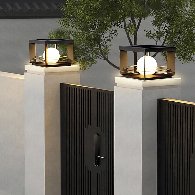 LED-Außenpfostenleuchten, warmweiß, 30 cm, 1-flammig, moderne Metallsäulenleuchte, schwarz, quadratisch, Landschaftssäulenlampe, E26/E27 für Terrassenpfosten, flache Oberfläche, Gartendekoration, 2025 - $240.69 –P1