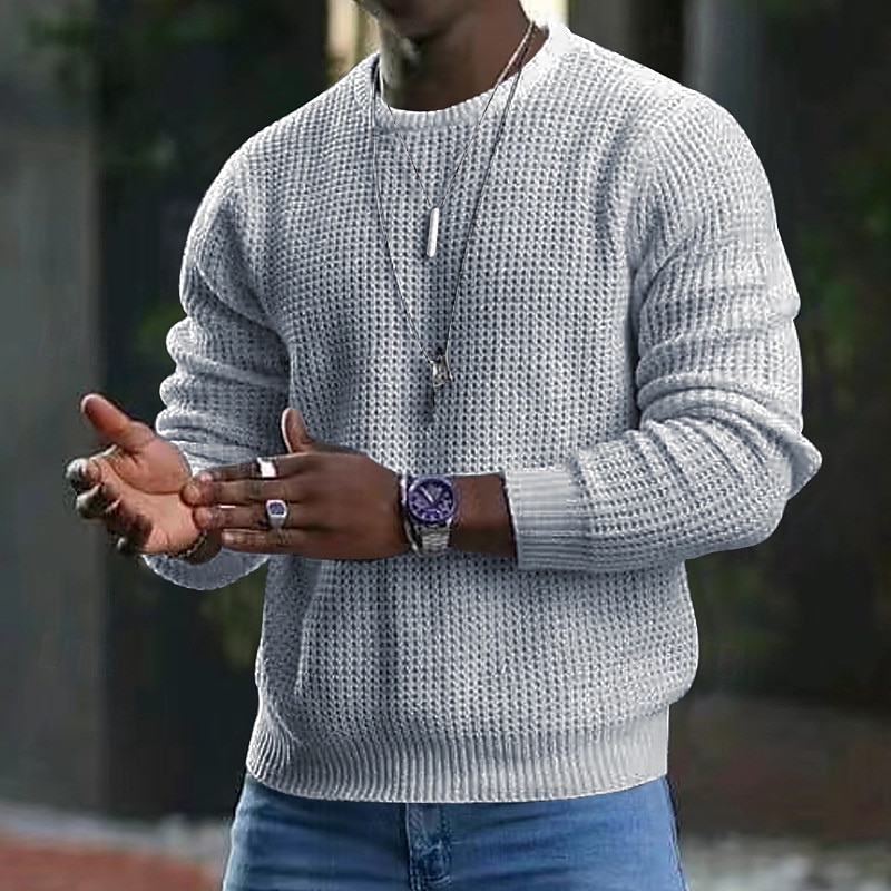 Men's T Shirt Tee Waffle Knit Tee Tee Top Long Sleeve Crew Neck Spring &  Fall Plain Fashion Designer Basic Vacation Street Going out Black White Royal Blue Top Tee for Men 2025 - $27.99 –P4