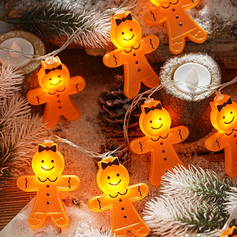 luci a forma di omino di pan di zenzero luci a forma di fata di Natale, luci a forma di lampadina per albero di Natale 1,5 m 10 led alimentati a batteria luci decorative per feste di Natale del 2025 a $12.99 –P5