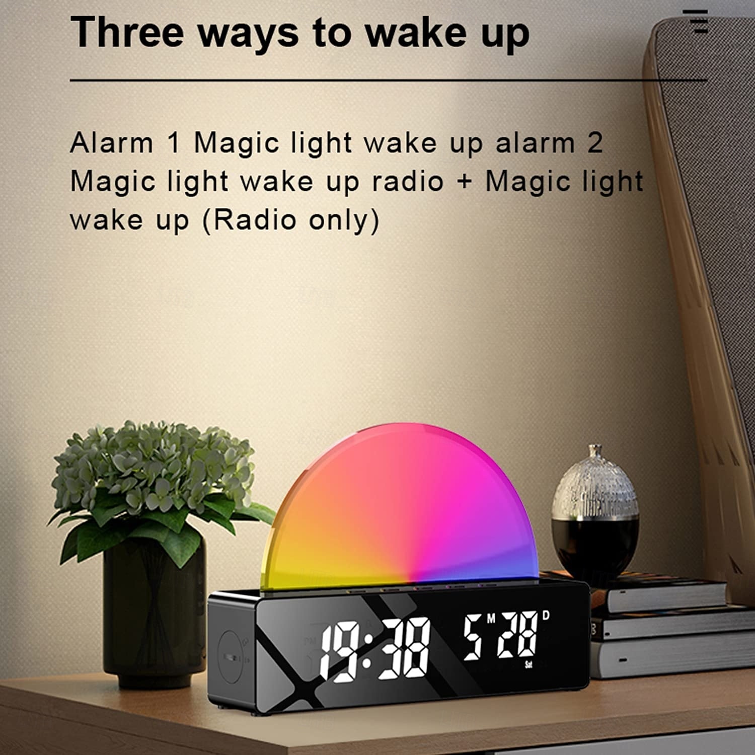 LED Slimme Lamp Zonsopgang Alarmklok Wake Up Licht Dageraad Simulator Bedlamp Multicolor Nachtlamp met USB Oplader 2025 - $34.99 –P5