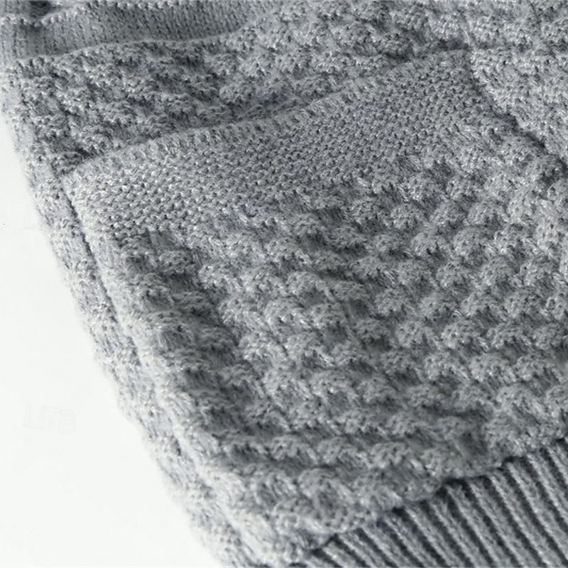 Herren Strickjacke Kurzer Pullover Strickpullover Gerippt Stricken Standard Knopf hoch Tasche Glatt Schalrevers Modisch Klassisch Freizeitskleidung Verabredung Bekleidung Herbst Winter Schwarz 2026 - $46.99 –P11