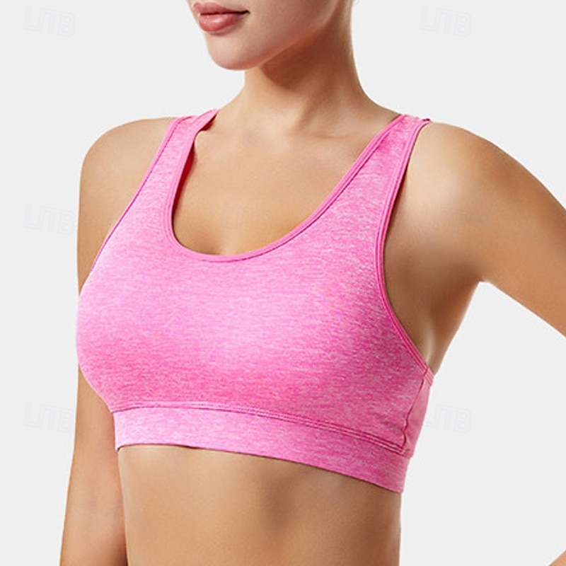 Dames Lichte ondersteuning Sport bh's Running BH Verwijderbare vulling Controle over meebewegen Goede top Gewatteerd Fitness Recreatiesport Hardlopen Ademend Lichtgewicht Zacht Donker roze Zwart Wit 2025 - $11.99 –P17