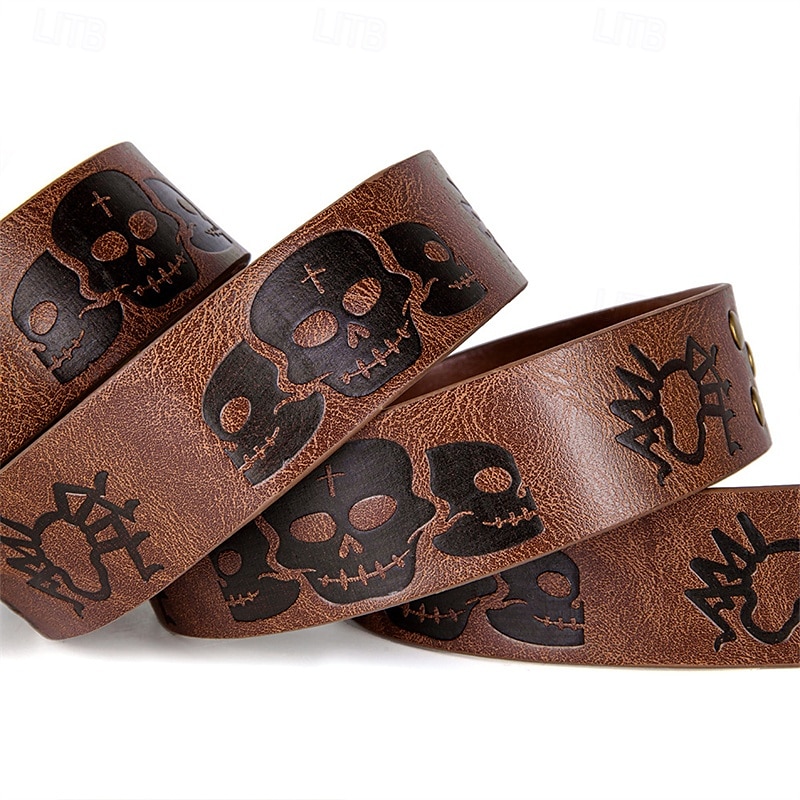 Herren Gürtel Hüftgurt Schwarz Braun PU Aleación Retro Einstellbar Totenkopf Motiv Kürbis Halloween Täglich 2025 - $14.99 –P6