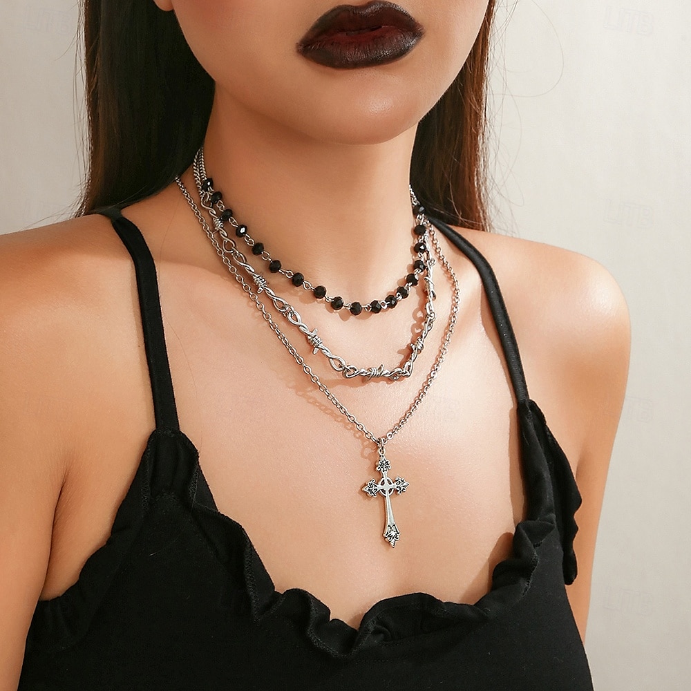Obojkové náhrdelníky Chrome Dámské Punk Vinobraní Módní Geometrické Geometrický Náhrdelníky Pro Párty předvečer Všech svatých ulice 2025 - $16.49 –P5