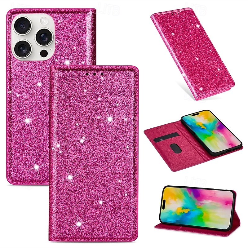 telefono Custodia Per iPhone 16 Pro Max Plus iPhone 15 Pro Max Plus iPhone 14 13 12 11 Pro Max Plus Mini SE Porta carte di credito Con supporto A calamita Glitter scintillanti Retrò TPU pelle del 2025 a $18.99 –P6