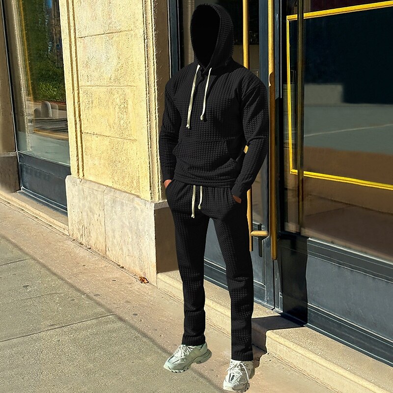 Per uomo Felpa con cappuccio Tuta Da Ginnastica Tuta da ginnastica Nero Bianco Verde militare Cachi Grigio scuro Con cappuccio Liscio A cordoncino 2 pezzi Tasca frontale Sportivo Giornaliero Per del 2025 a $39.99 –P11