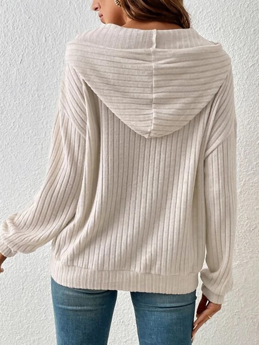 sweat à capuche femme uni col ras du cou manches longues noir vert beige gris automne hiver de 2025 ? $37.99 –P2
