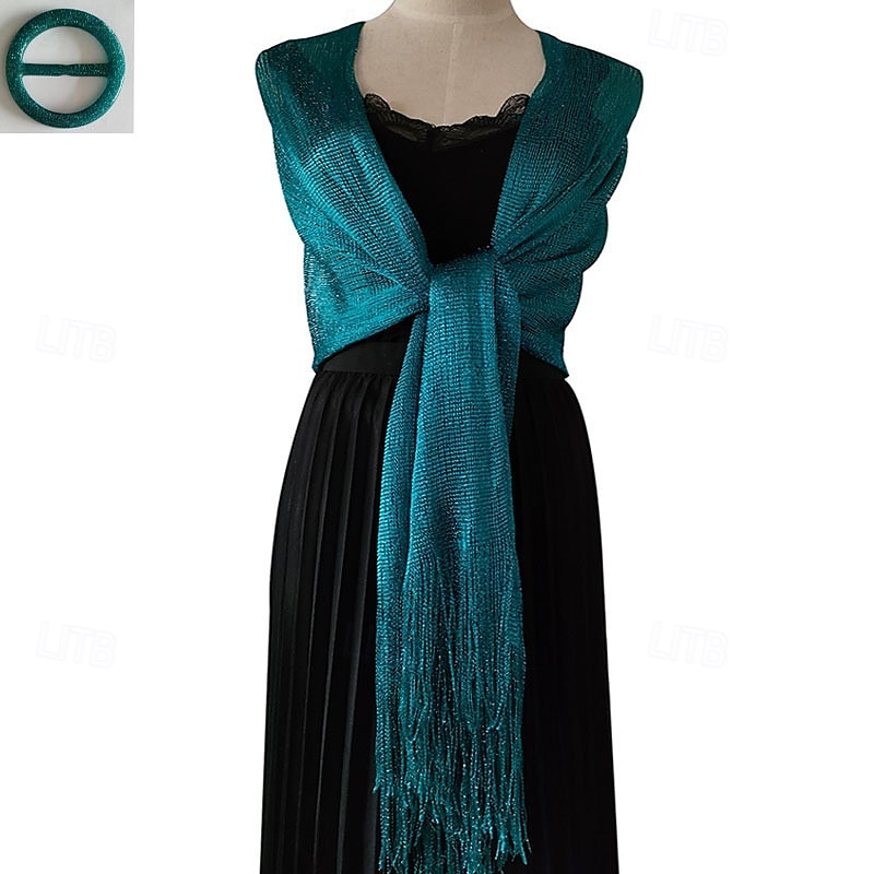 châle en soie or et argent avec boucle, groupe de mariée et demoiselle d'honneur, soirée dansante, robe de mariée, robe de soirée, châle pour femme de 2025 ? $22.99 –P23