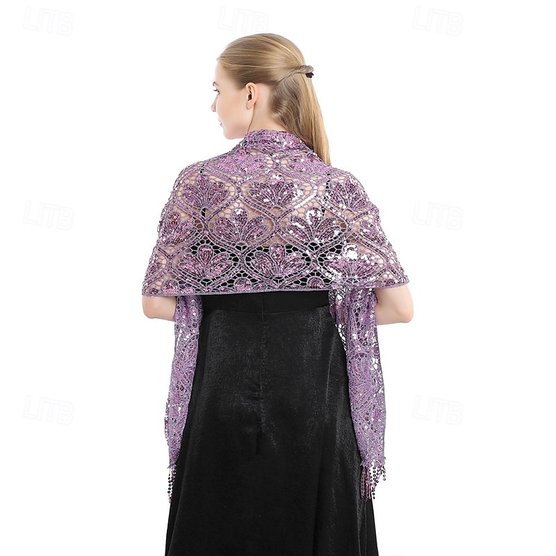 κομψή παγιέτα φούντα σάλι βραδινό φόρεμα cheongsam εξωτερικό σάλι νύφη παράνυμφος πούλιες σάλι 2025 - $22.99 –P8