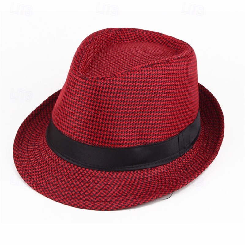 Homme Chapeau du Kentucky Derby Chapeau de Soleil Chapeau à bord sauvage Haut-de-forme Noir Jaune Polyester Mode Occasionnel Rue Quotidien Pied-de-poule Respirant de 2025 ? $7.99 –P3
