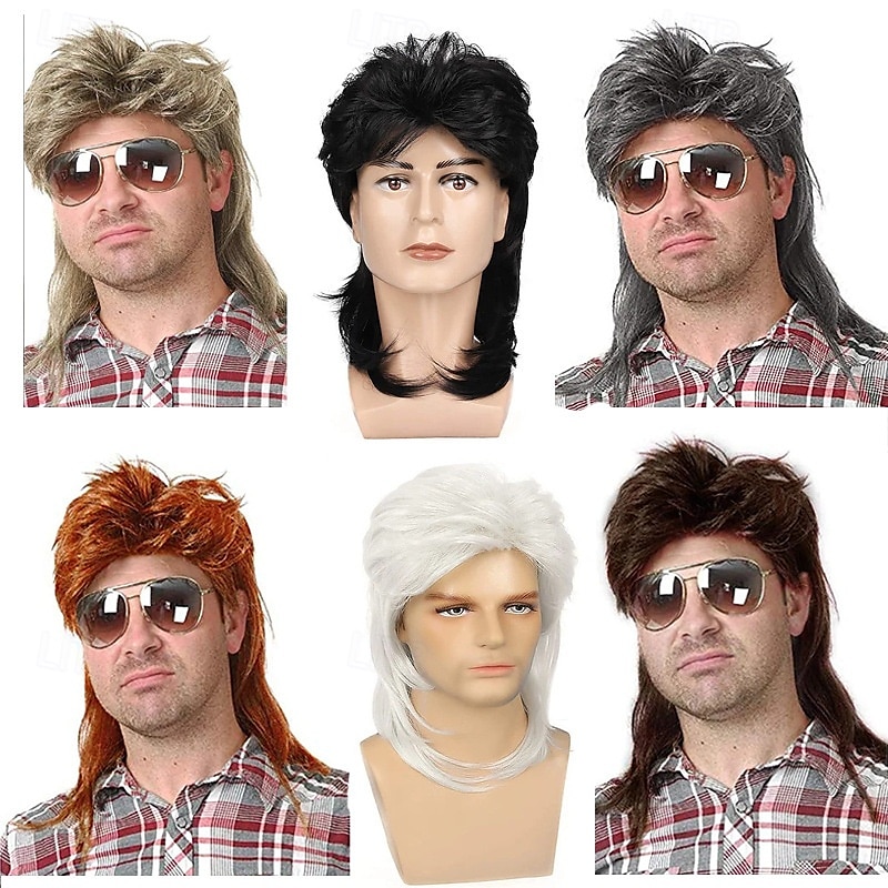 Mullet Wigs for Men, 80S Long Hair Curly Wig 70S Curly Disco Punk Rock Ginger Wig for Carnival Cosplay Party 2025 - $17.49 –P1