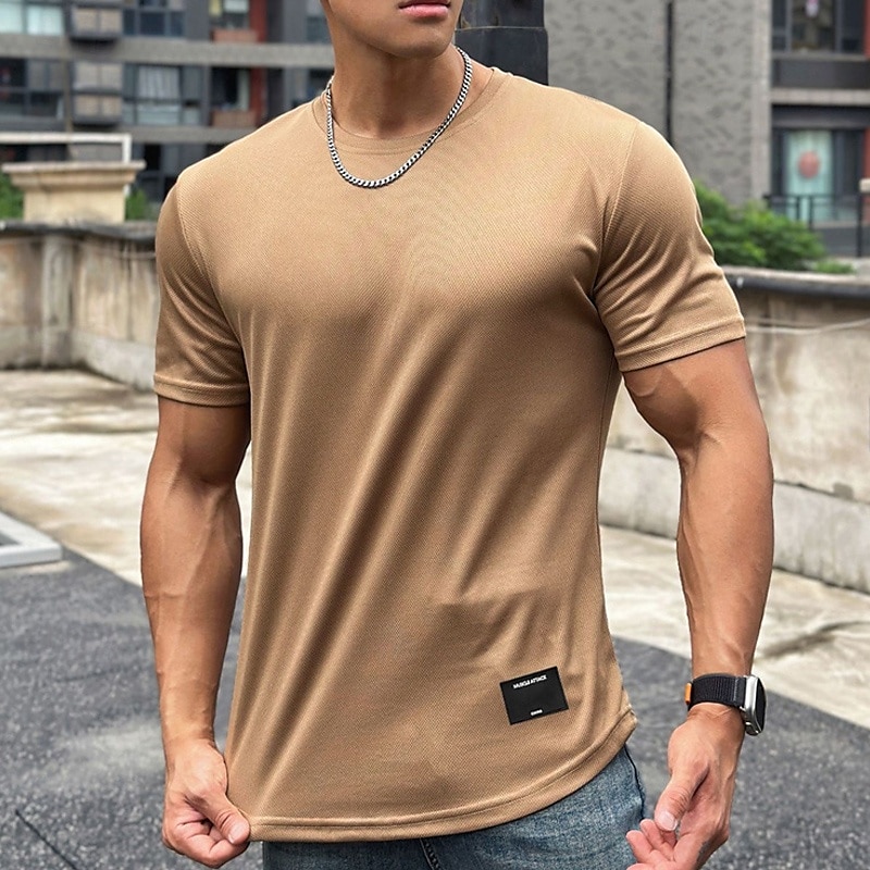 Homens Camiseta de Corrida Manga Curta Camiseta Casual Roupa Esportiva Respirável Secagem Rápida Macio Treino de Ginástica Corrida Caminhada Roupa de esporte Roupas Esportivas Cor Sólida Cinzento de 2025 por $10.39 –P4
