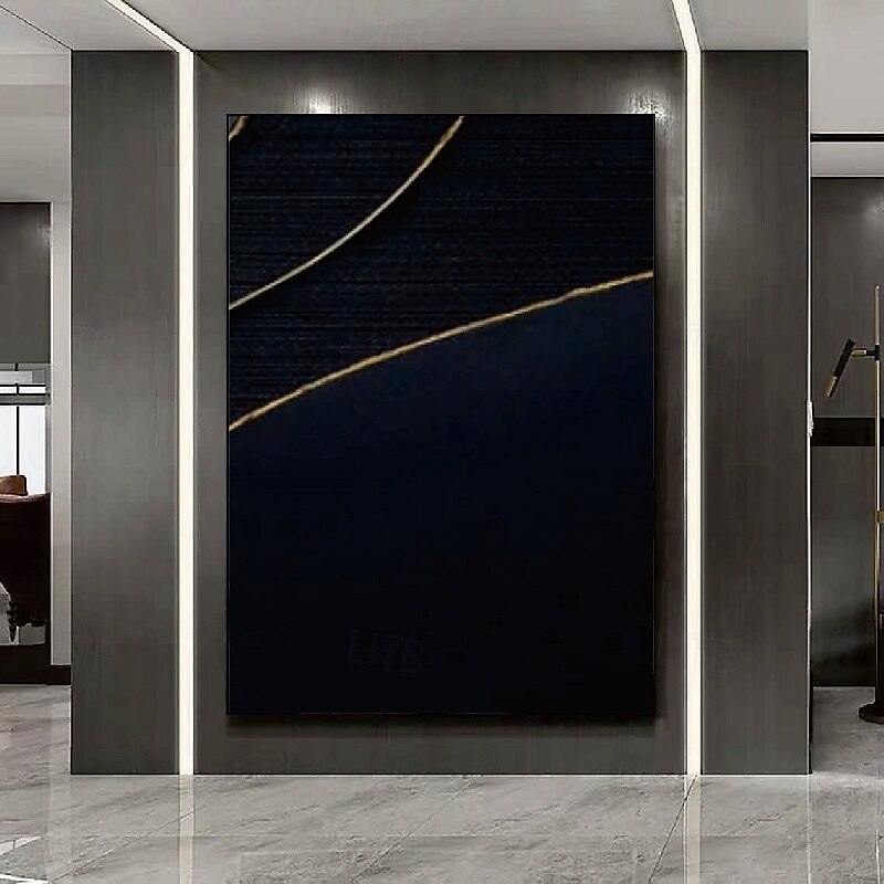 Wabi-Sabi-Kunstwerk, handgefertigte Wandkunst, schwarzes Ölgemälde, Wandkunst, schwarz-goldene Strukturmalerei, goldene Strukturwandkunst, schwarzes abstraktes Gemälde, handgefertigtes modernes 2025 - $125.99 –P6