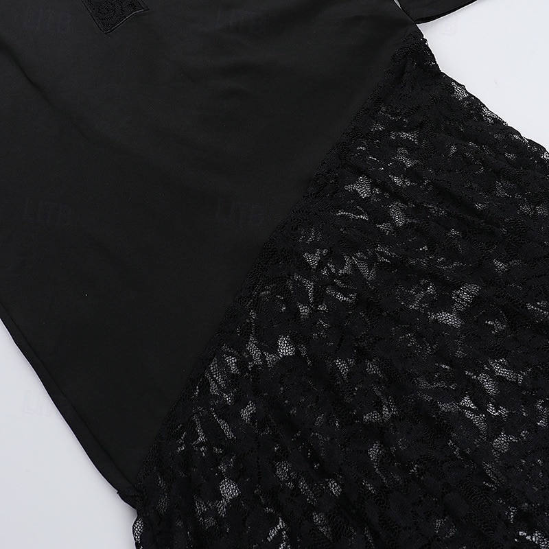 Punk & Gothic Cocktailkleid Vintage-Kleid Kleid Maskerade Gothic Mädchen Morticia Addams Kostüm Damen Maskerade Halloween Abschlussball Festival Erwachsene Kleid 2026 - $33.99 –P14