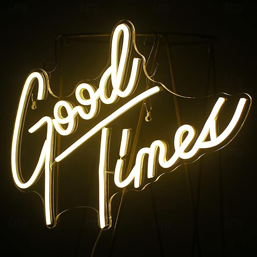 insegna luminosa al neon good times, luce al neon a led alimentata tramite usb, luce bianca calda, insegna luminosa per la decorazione della parete della stanza, bar pub della caverna dell'uomo, del 2025 a $76.99 –P5