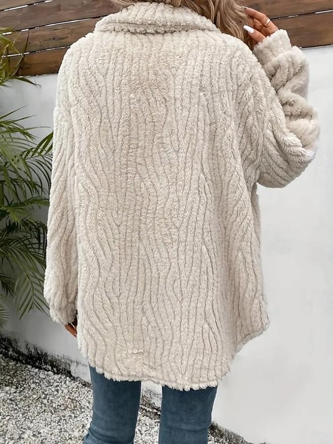 Dam Fleece-jacka Teddyrock Håller värmen Andningsfunktion Knappar Ficka Ledigt Slät Semester Gata Dagliga kläder Utekväll Enkelknäppt Normal Nedvikt Normal Långärmad Ytterkläder Aprikos Höst Vinter 2025 - $39.99 –P4
