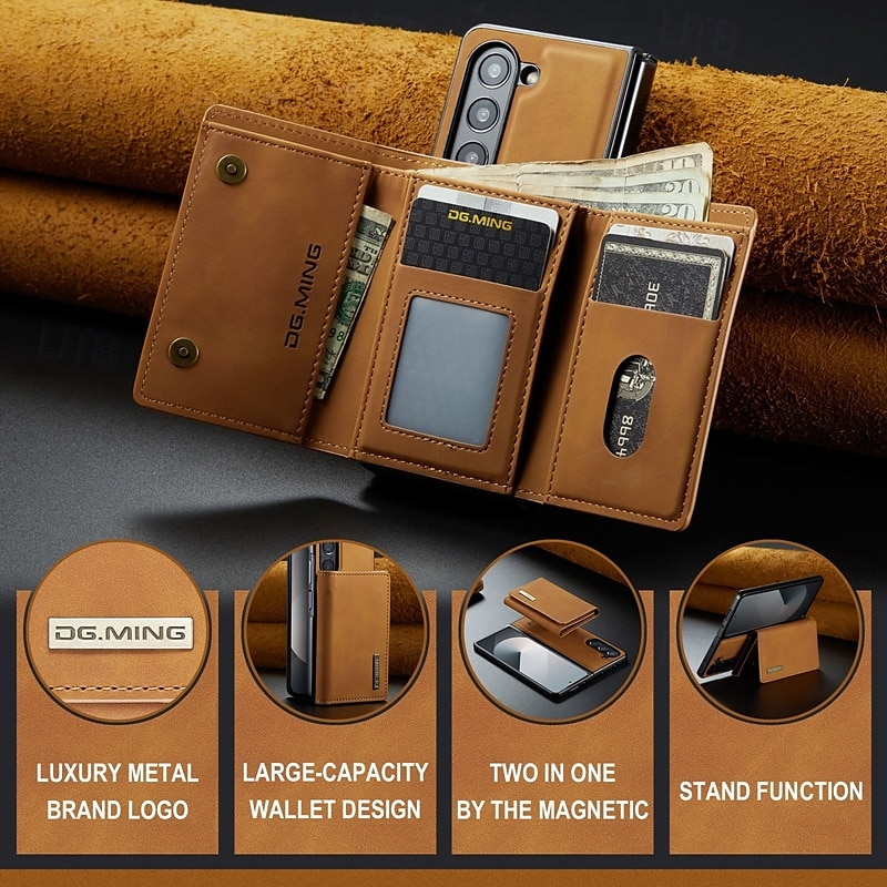 Phone Case For Samsung Galaxy Z Fold 7 Z Fold 6 Z Fold 5 Z Fold 4 Z Fold 3 Back Cover with Stand Holder Magnetic Card Slot Retro TPU PC PU Leather 2025 - $23.99 –P3