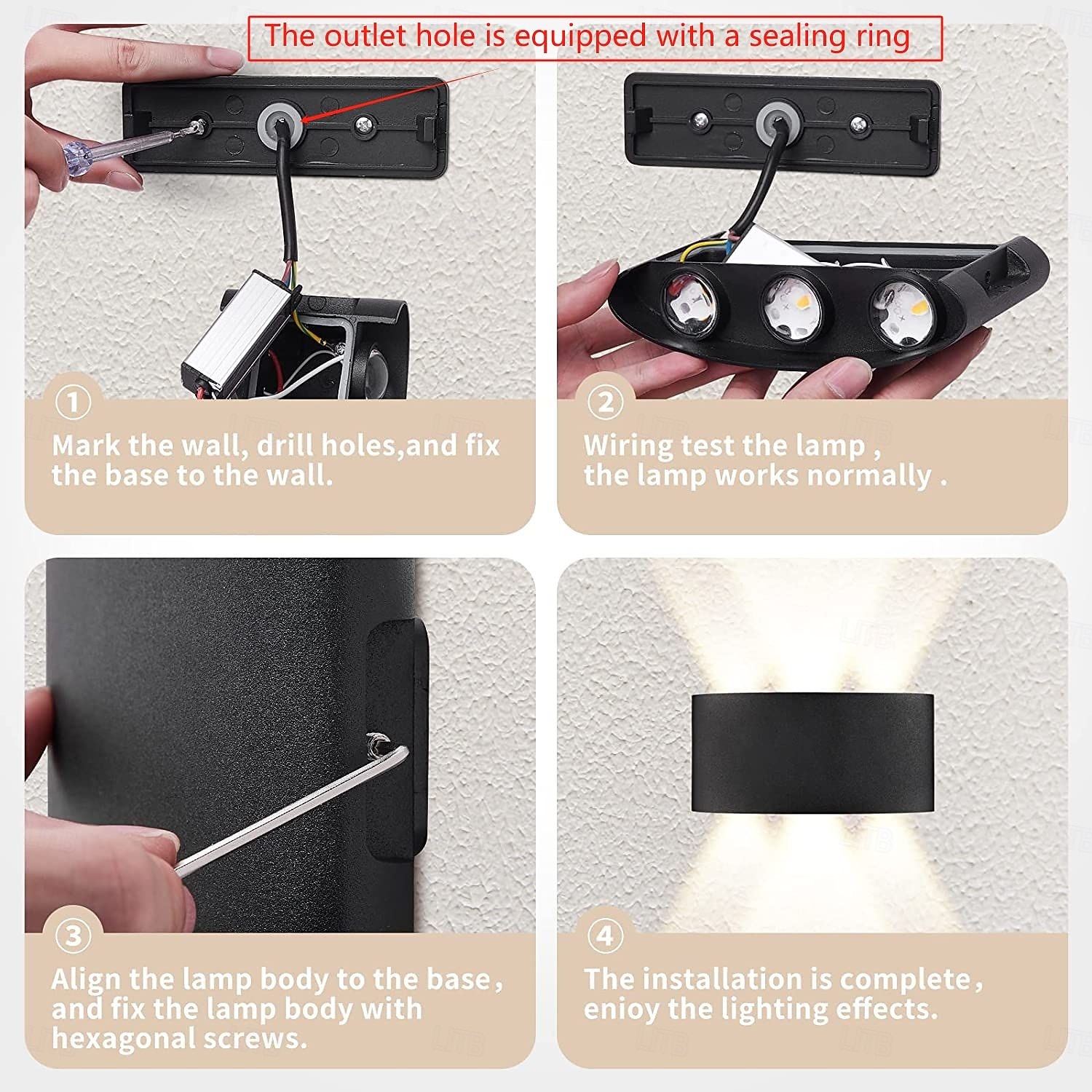 outdoor wandlampen 8w led aluminium wandlamp blaker indoor up down ip65 waterdicht wit zwart modern voor patio slaapkamer gangpad Pathway badkamer licht 2026 - $17.99 –P2