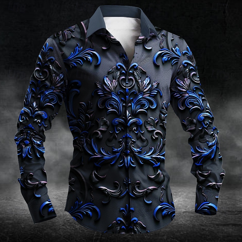 Halloween Voor heren Overhemd met knopen Lange mouw Donkere Feestavondkleding Herfst Lente zomer Overhemdkraag Dichtknopen 3D-afdrukken Rood blauw Paars Groen 2025 - $8.59 –P4