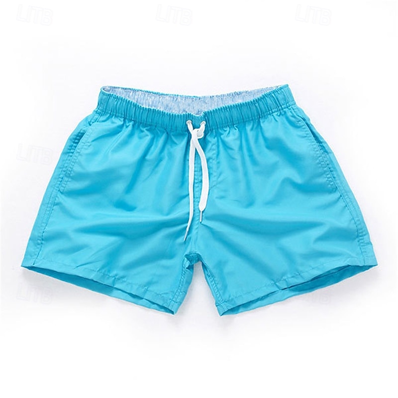 Herre Surfeshorts Badeshorts Snorer Elastisk midje Elastisk snordesign Ensfarget Hurtigtørkende Sport Kort Daglig Ut på byen Strand Gatemote Fritid Svart Hvit Mikroelastisk 2025 - $10.49 –P6
